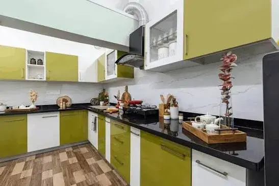 Semi-furnished kitchen of the Civil Lines 3 BHK house, Sagar
